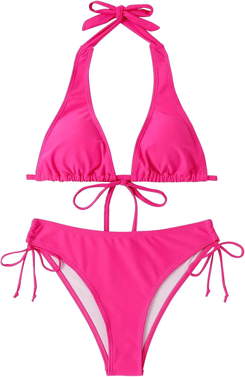 Женский бикини-сет с завязками на бёдрах, Hot Pink — фото 3