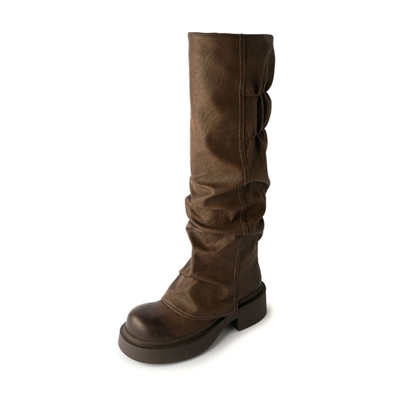 Echo&yolo Высокие сапоги женские коричневые на флисовой подкладке, цвет Brown Fleece-Lined