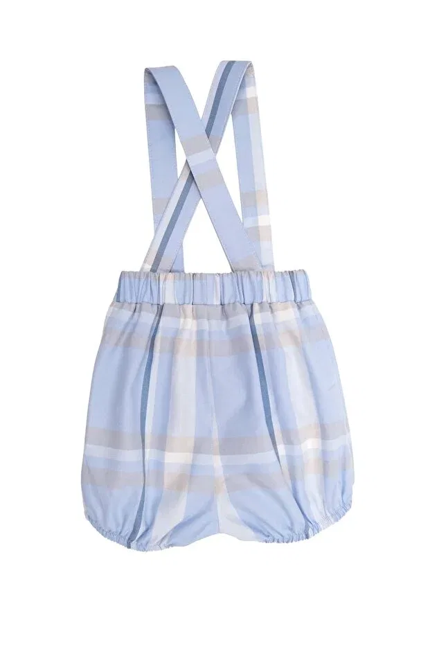 Детские шорты для мальчиков хлопковые Organic Strappy Blue Plaid Spring Baby Boy Ozmoz By Mukadder Özden, Blue — фото 4