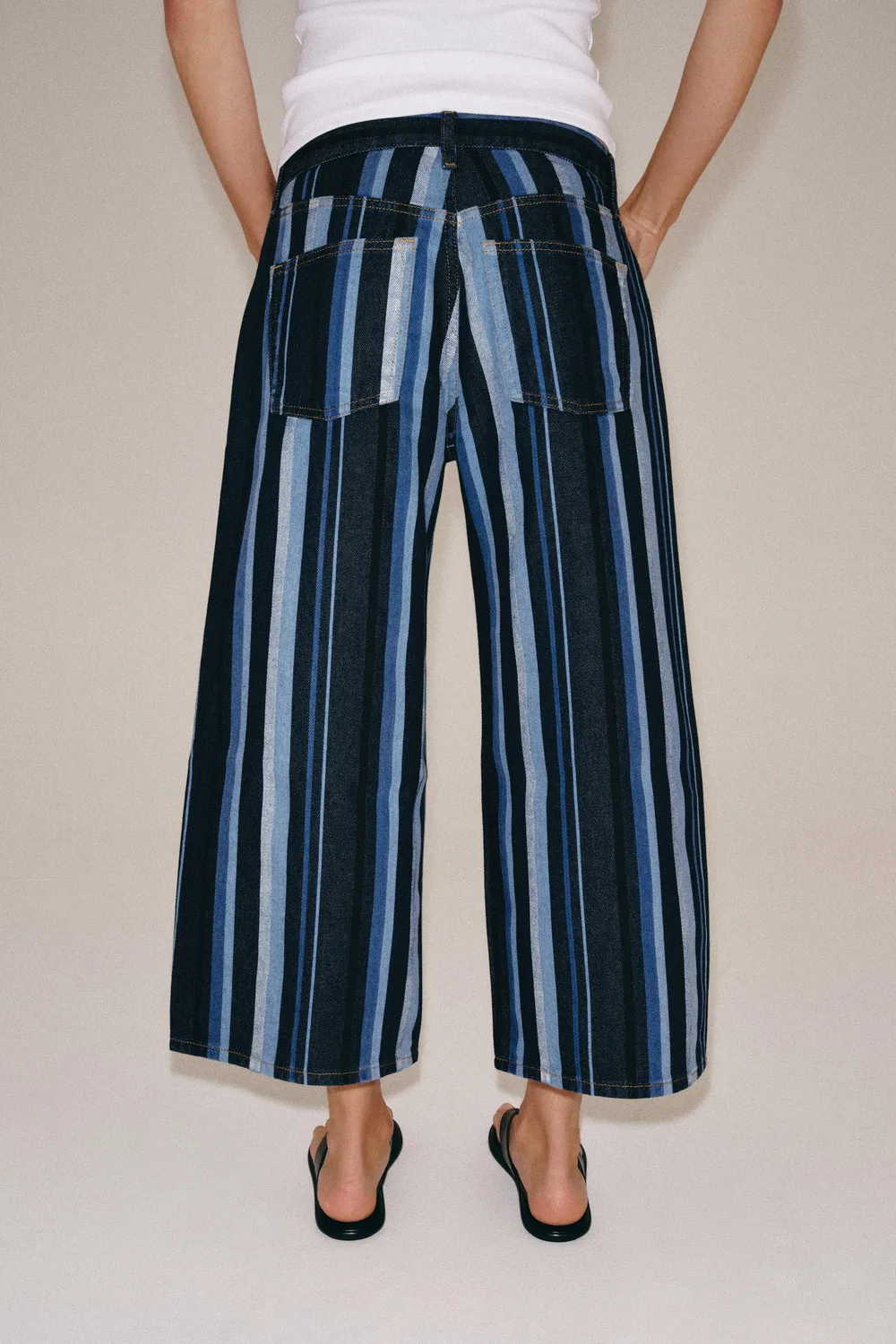 Кюлоты ZW COLLECTION MID-WAIST STRIPED ZARA, Blue — фото 3