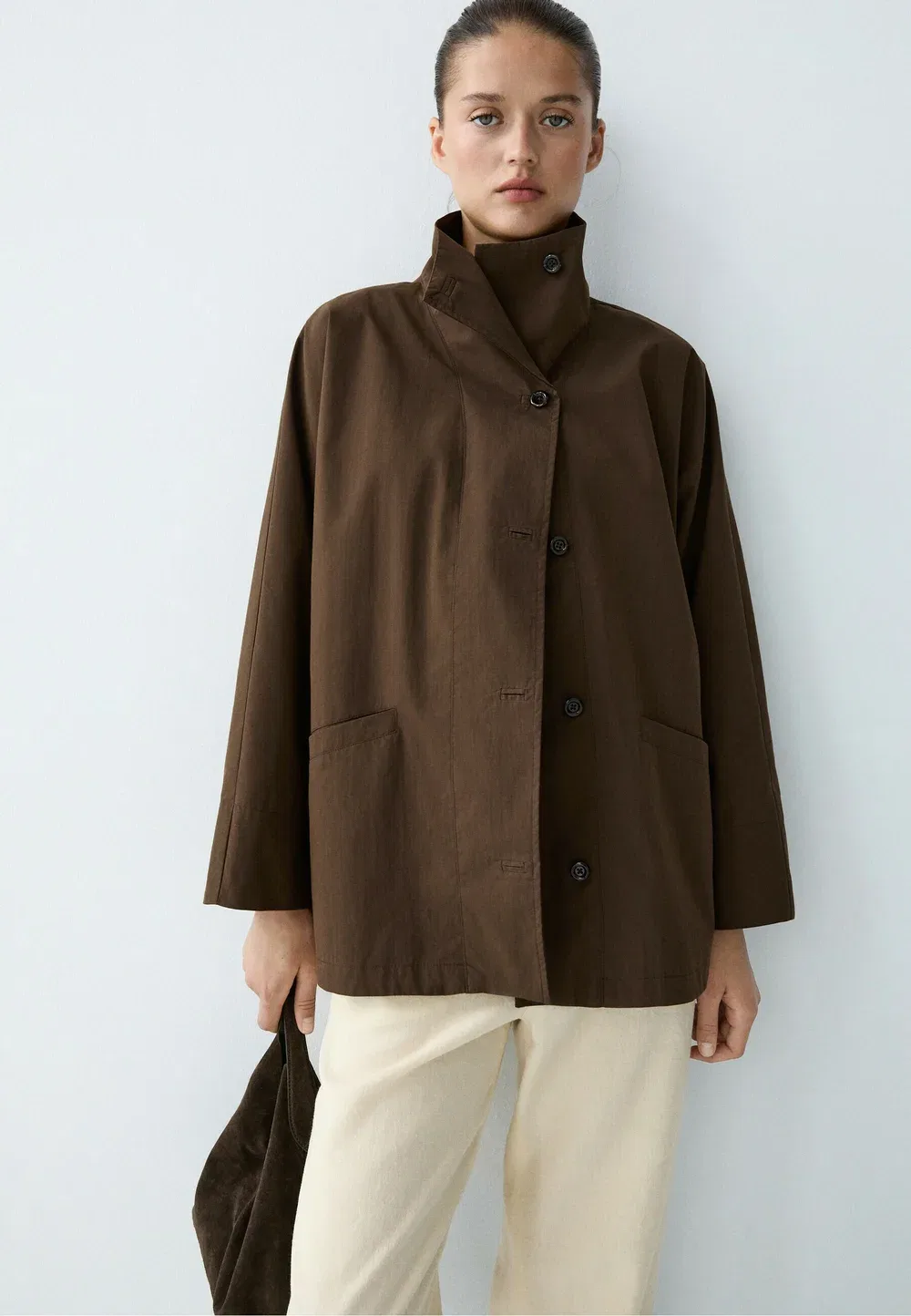 Куртка-Накидка с воротником - летняя куртка Massimo Dutti, Dark Brown