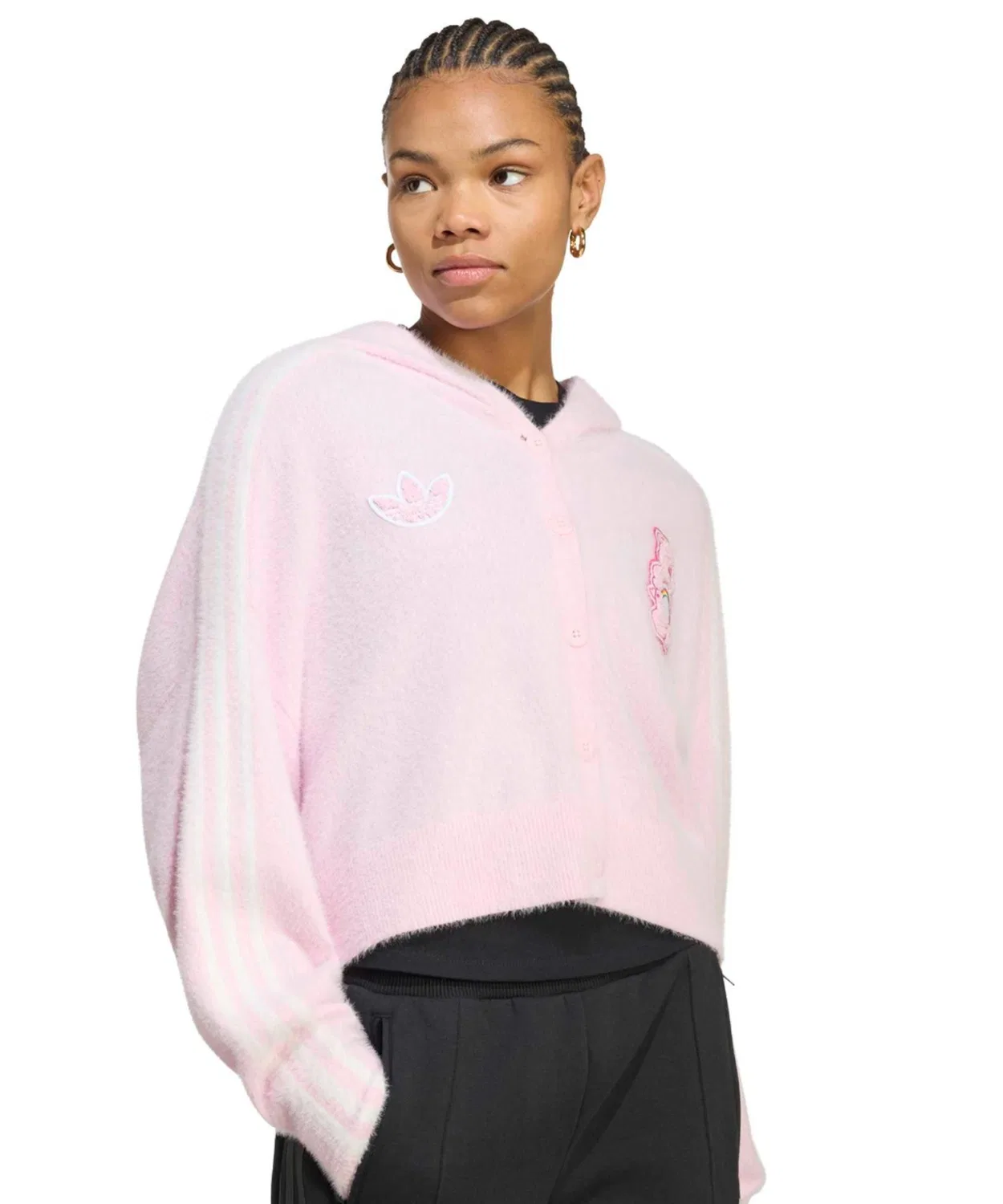 Женский кардиган с капюшоном оверсайз Care Bears Adidas, Розовый — фото 2