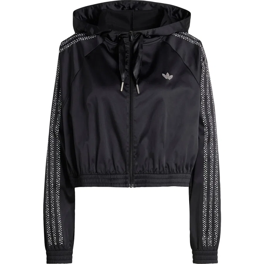 Женский укороченный худи с капюшоном и молнией Pearl Cropped Zip Hoodie adidas, Черный — фото 3