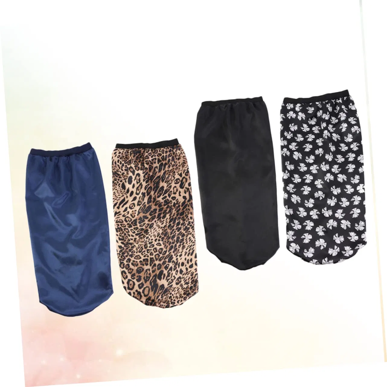 Набор шапок для сна из 4 шт, VINTORKY, Black, Navy, Black Bow, Leopard — фото 2