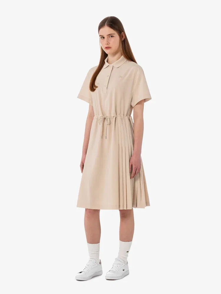 Платье поло LACOSTE Beige, шерстяной бленд, классический крой — фото 4