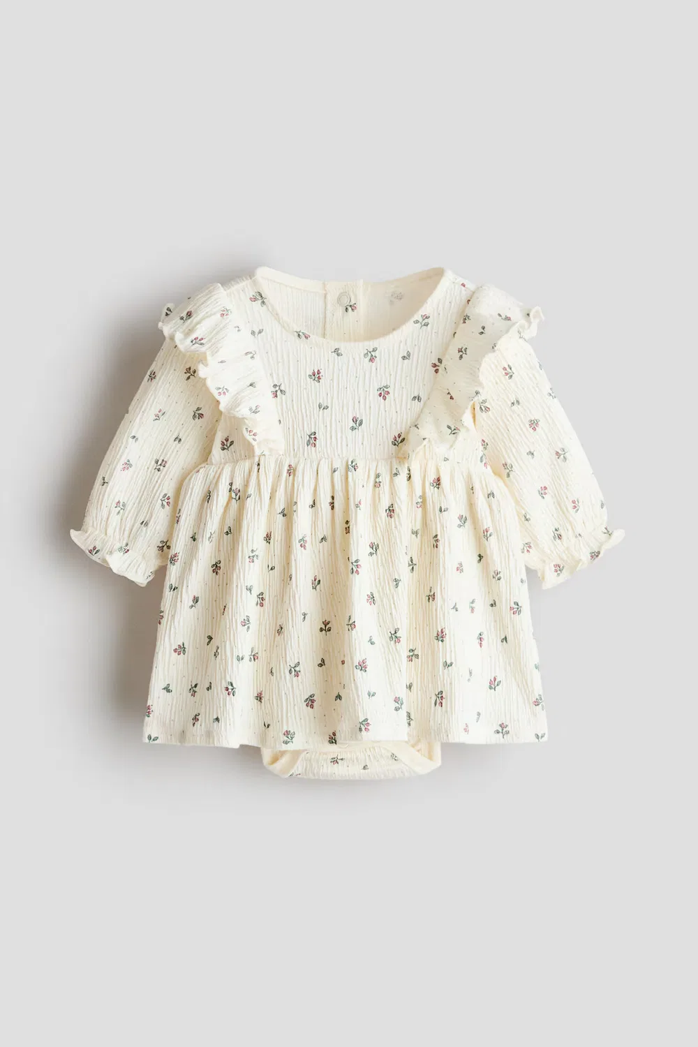 Платье-Комбинация из жатой ткани H&M, Cremefarben/Geblümt