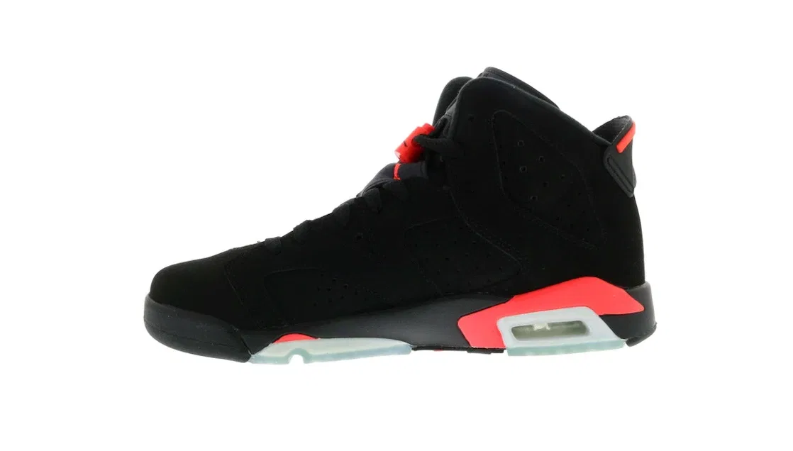 Детские кроссовки с верхом из нубука Jordan 6 Retro Jordan, Black/Infrared23-Black — фото 3