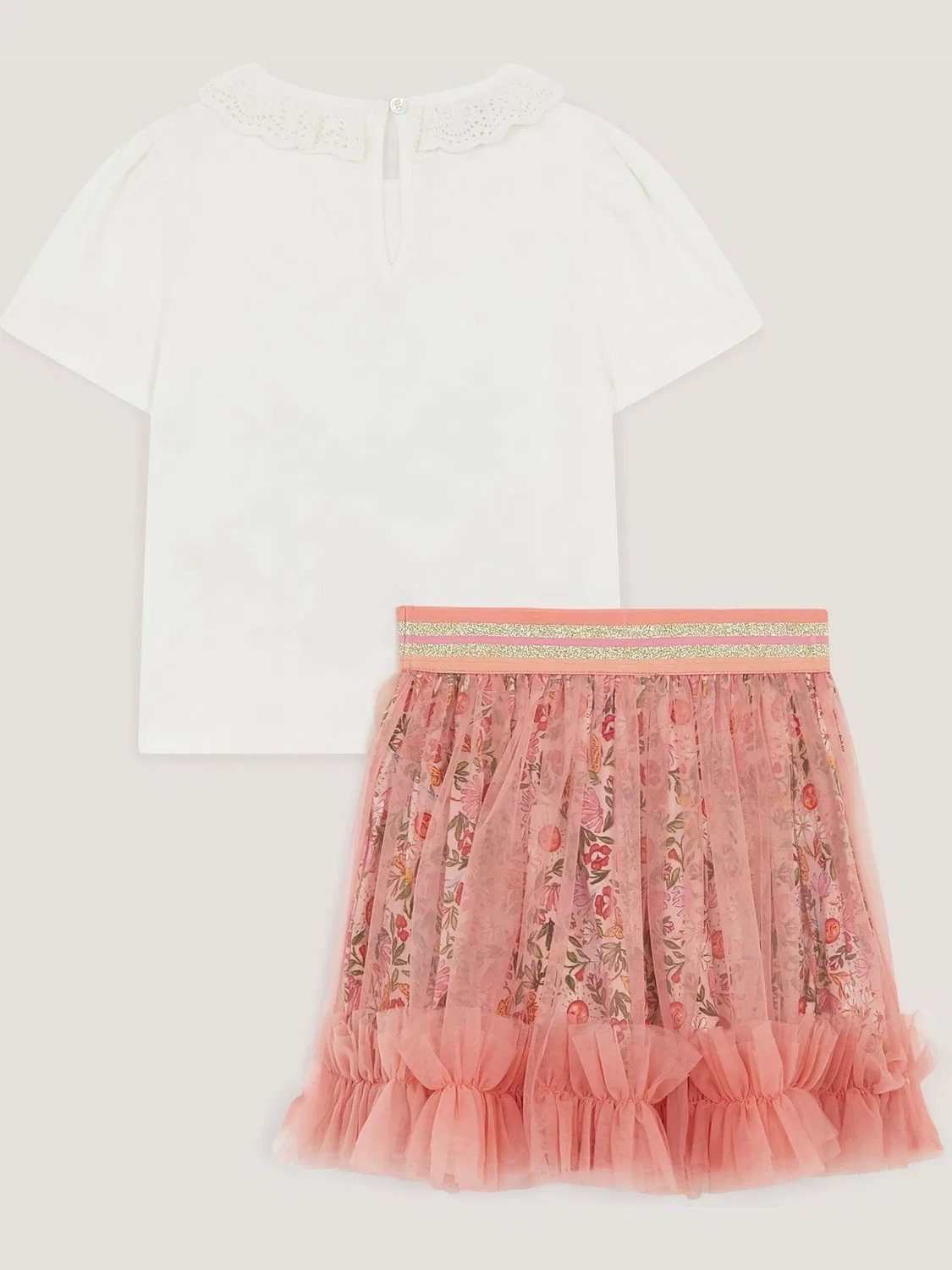 Комплект из футболки и юбки Monsoon Pink Embellished, розовый — фото 3