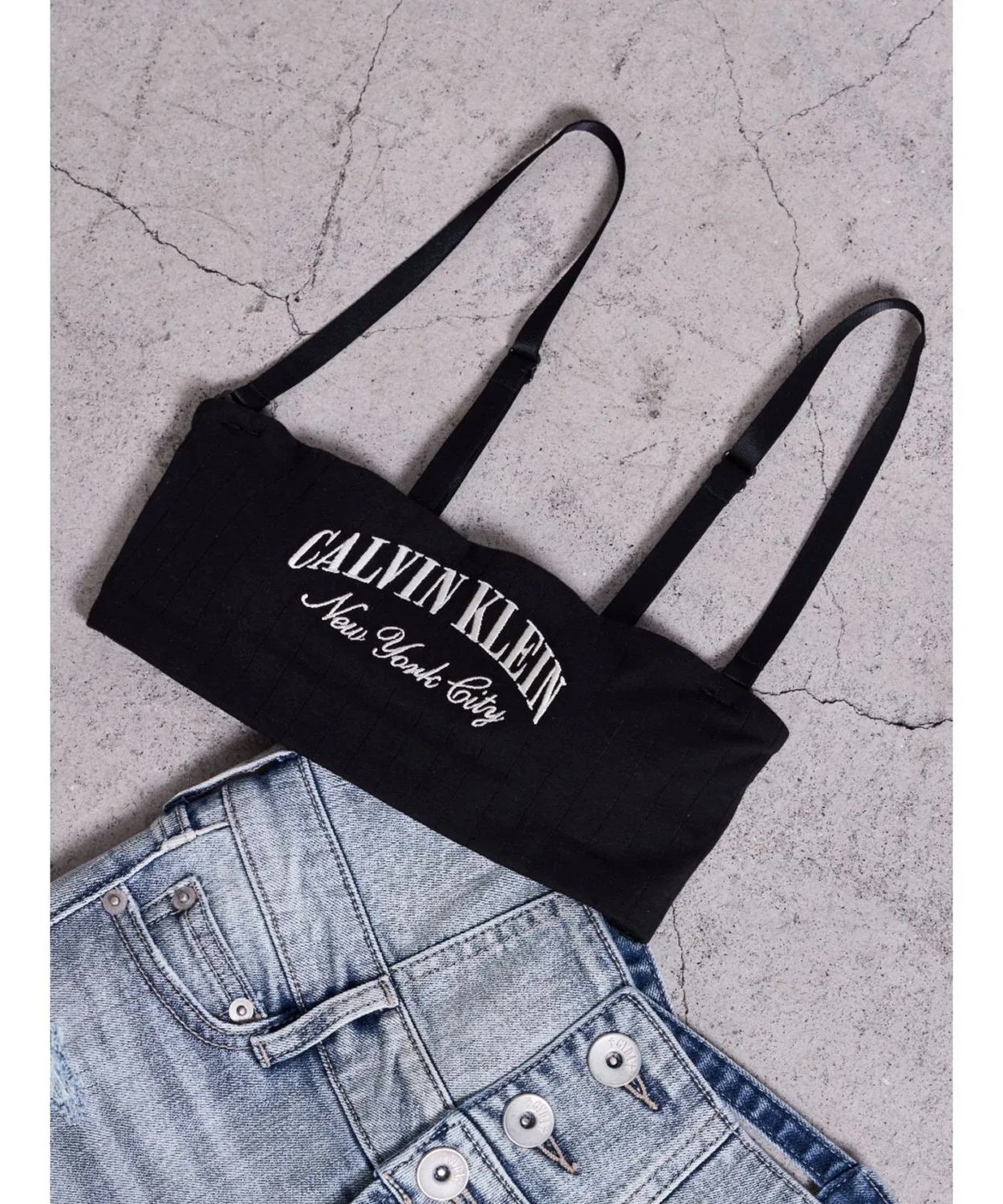 Женский топ-бралетт с логотипом Calvin Klein, Black