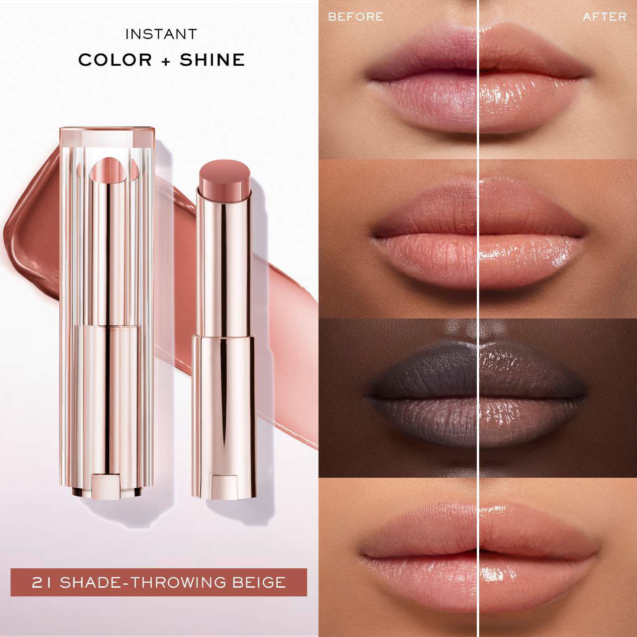 Увлажняющий бальзам Lancome Lip Idole Squalane-12 Butterglow, оттенок Throwing Beige, 3 г — фото 2