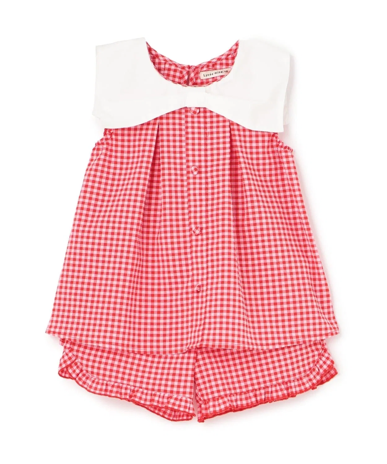 Детский комплект для девочек с бантом на вороте, модель Ribbon Collar Blouse & Frill Half Pants Set Lycee mine, Черный — фото 3