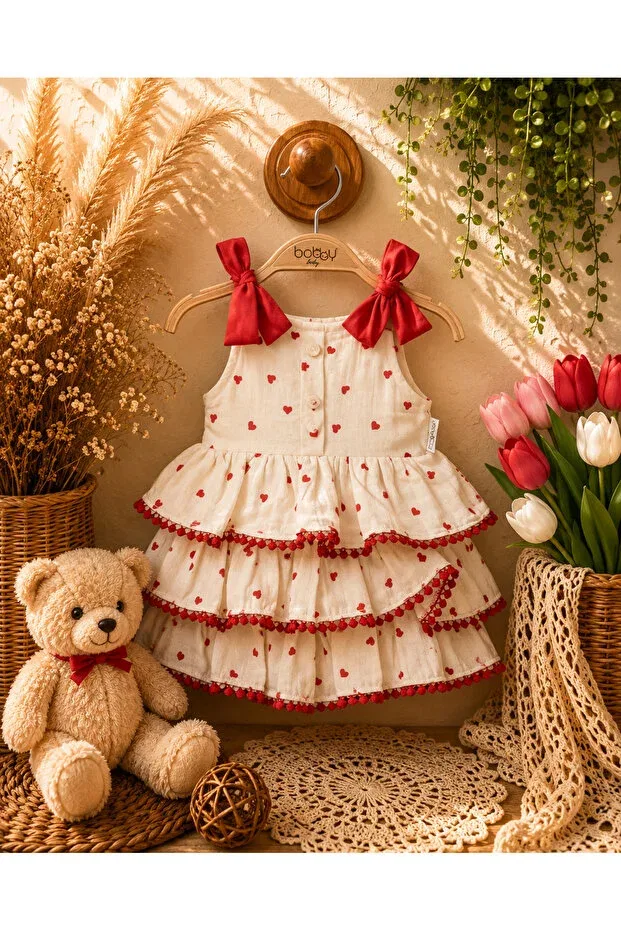 Детское платье для девочек хлопковое Bobby Baby, Red