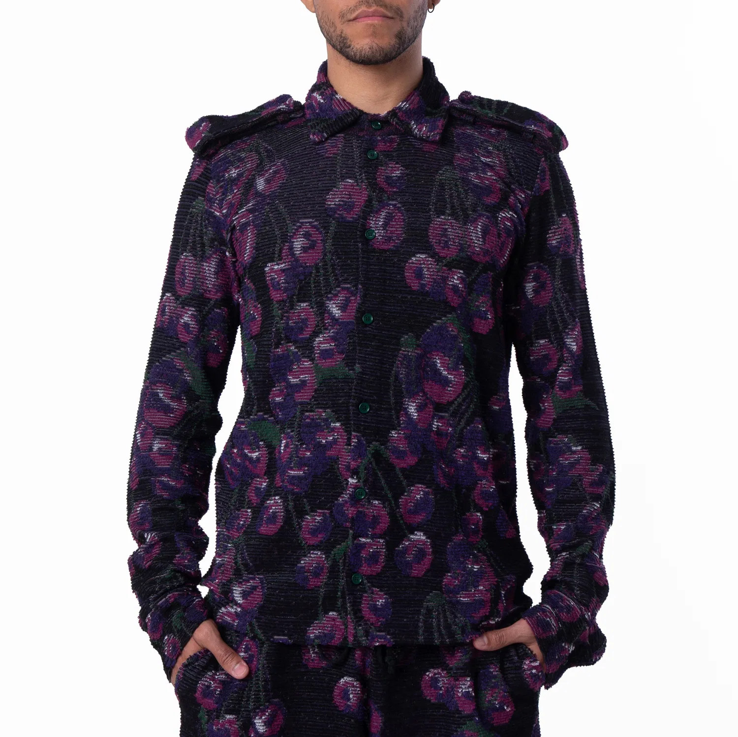 Рубашка с длинным рукавом Cherry Embroidered Silk Cotton Shirt Burberry, Cherry