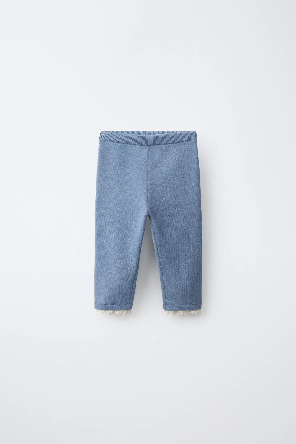 Вязаные леггинсы с кружевной отделкой ZARA, Light blue