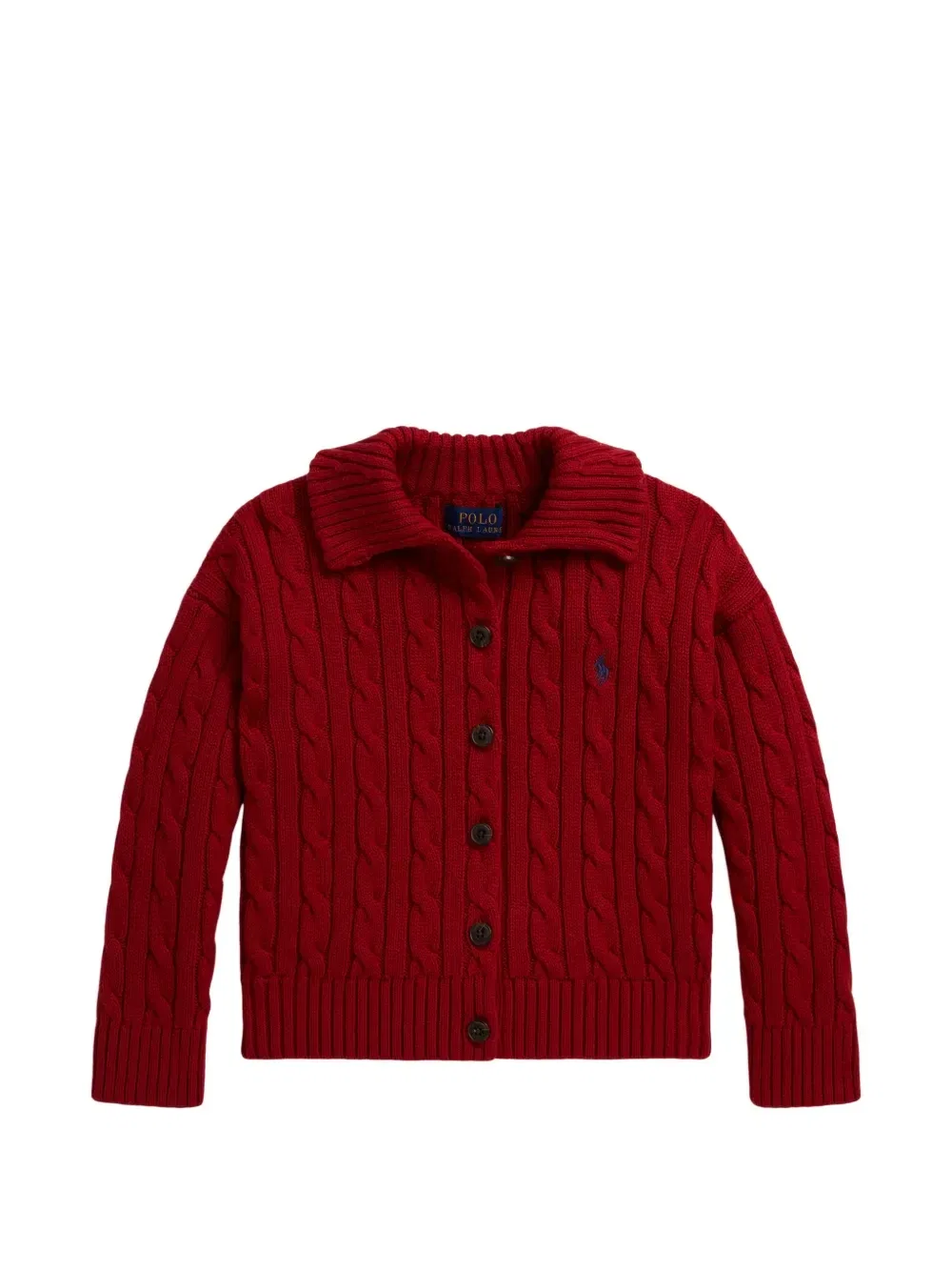 Кардиган фактурной вязки на пуговицах POLO RALPH LAUREN KIDS, красный