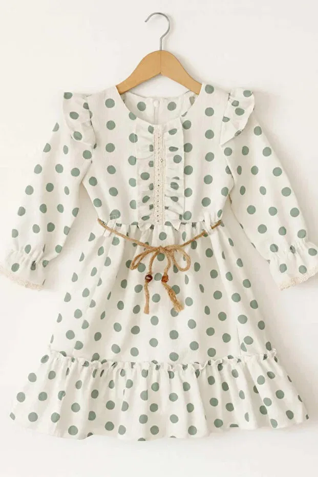 Детское платье для девочек с длинным рукавом Krm Kerem Bebe, Green — фото 2