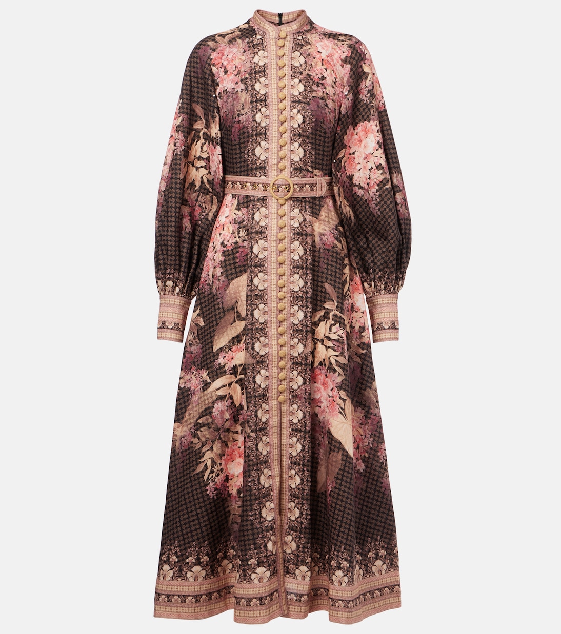 

Платье миди из льна с цветочным принтом Illuminate Zimmermann, Black Floral