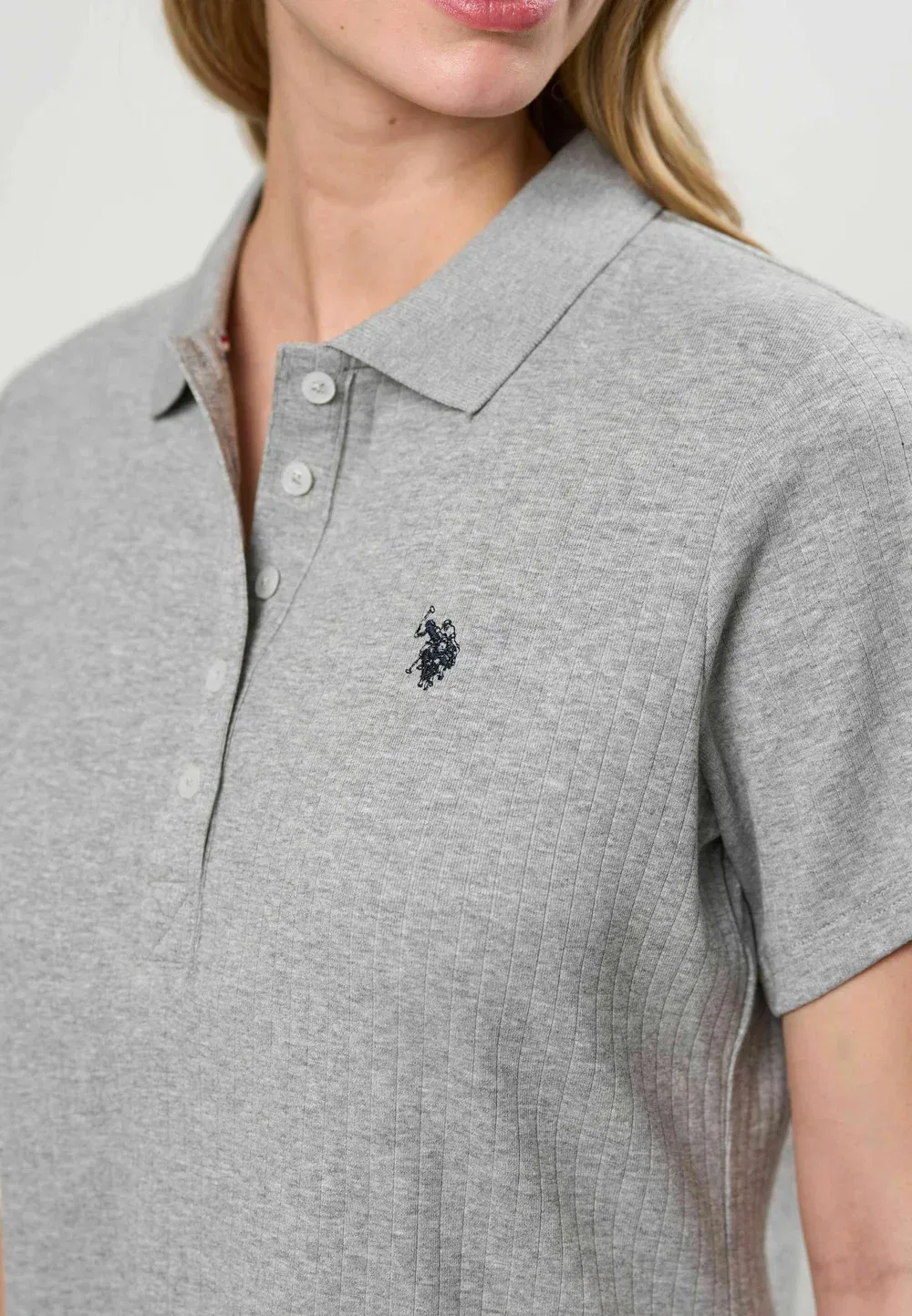 Рубашка-Поло Uwhelga в рубчик U.S. Polo Assn., Grey Melange — фото 4