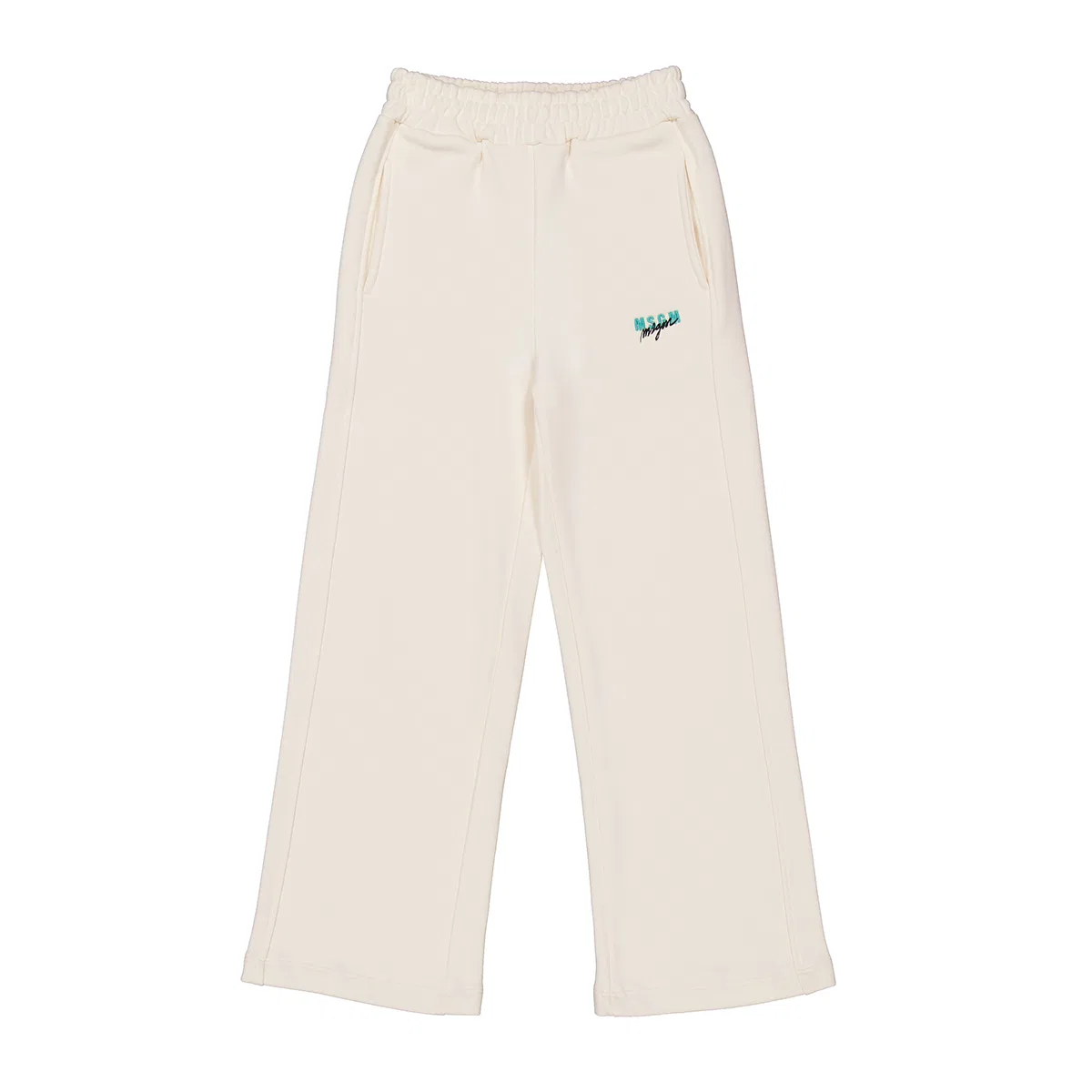 Брюки из хлопкового джерси с вышитым логотипом MSGM, Crema/Cream