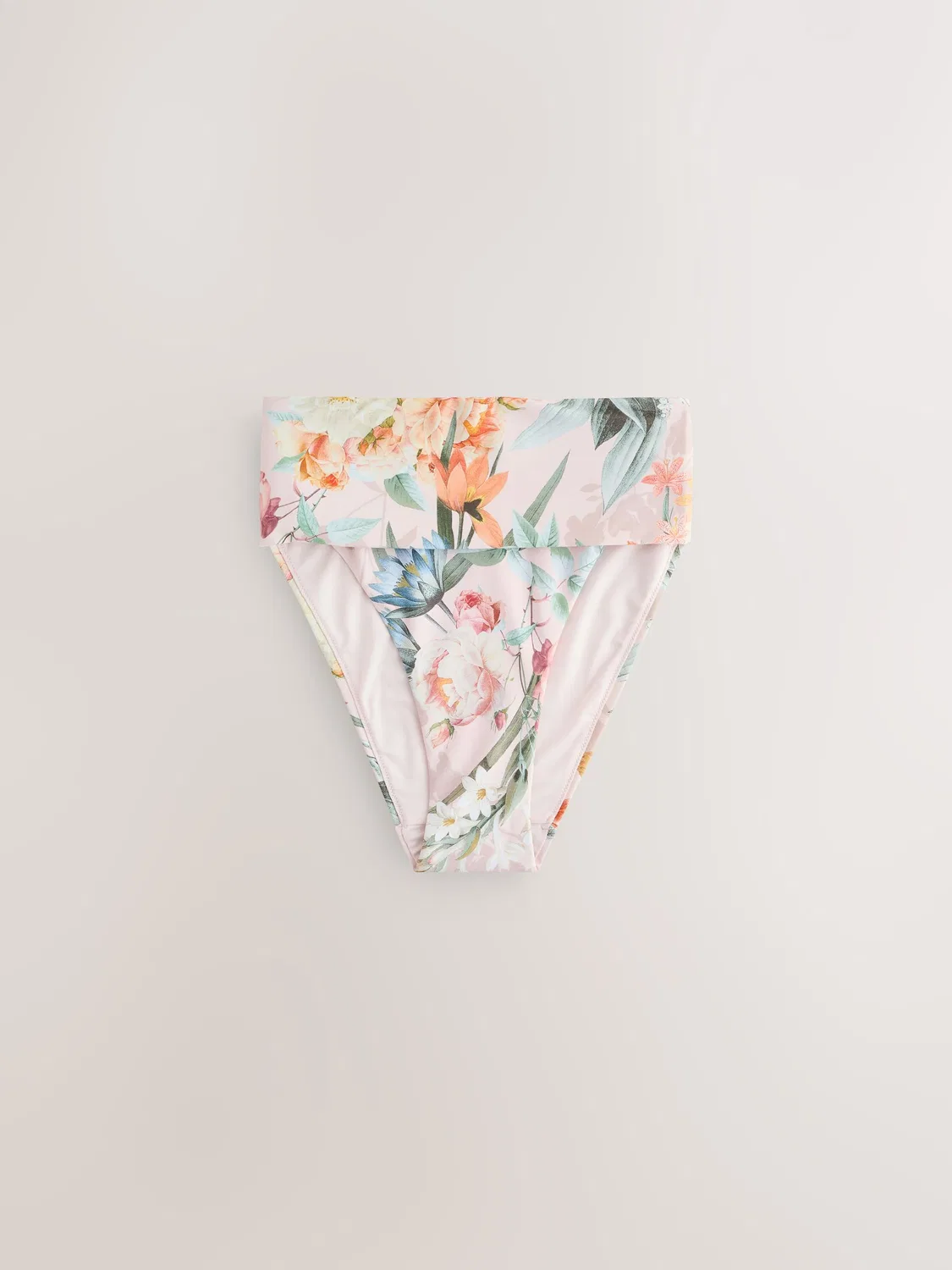 Бикини-трусы с высокой талией и высоким вырезом, модель Roll Top Next, Pink Floral — фото 4