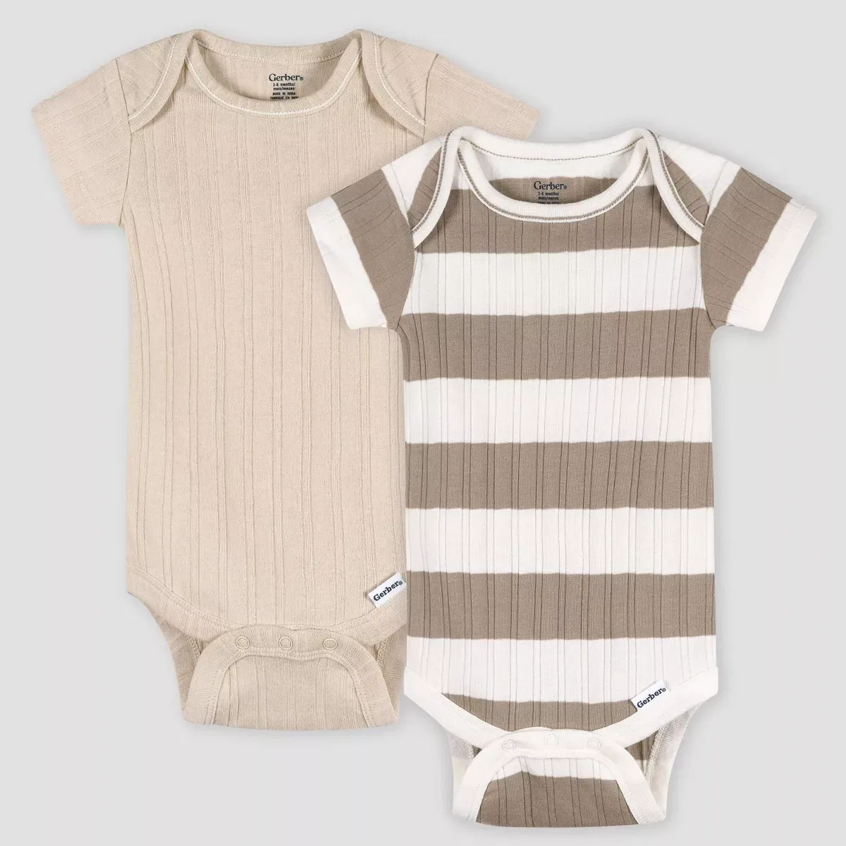 Детское боди для мальчиков с принтом 2-Pack Striped Onesie NEWBORN, Tan