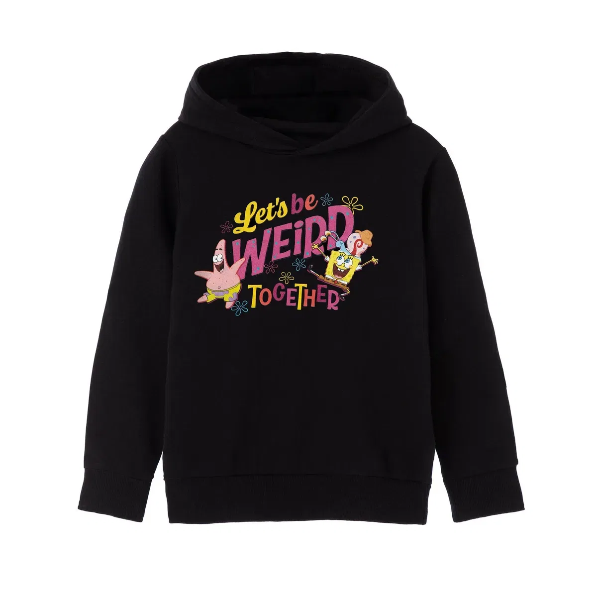 Детское худи с принтом Let'S Be Weird Together Spongebob Squarepants, Black