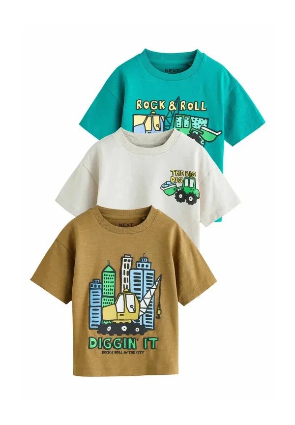 Футболка с принтом Regular fit - short sleeve graphic t-shirt 3 pack, Next, Teal Blue Digger, синий/бирюзовый