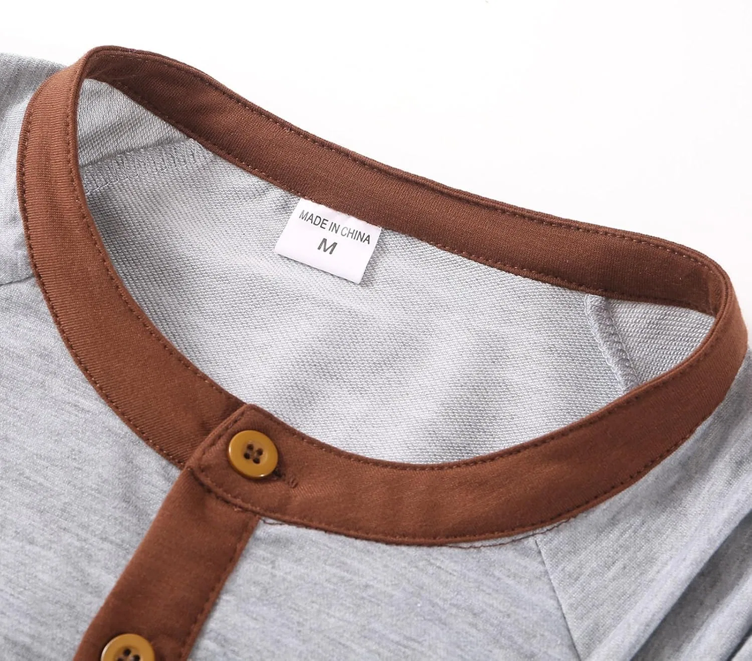 Мужская футболка с длинным рукавом хенли с плиссировкой Patchwork Raglan, Gray — фото 3