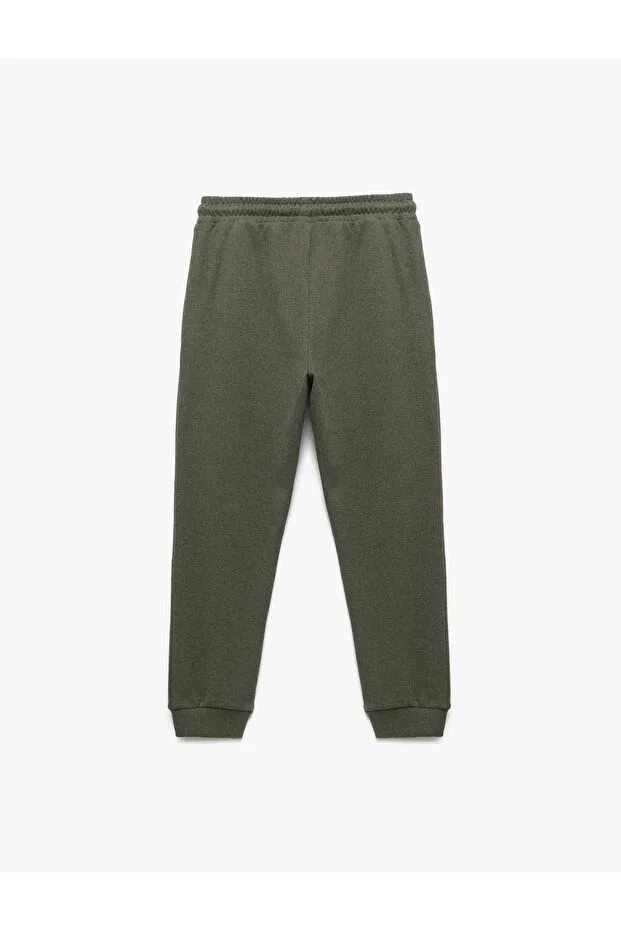 Детские спортивные штаны для мальчиков с принтом Basic jogger sweatpants with lace-up pockets at the waist Koton, Green — фото 2