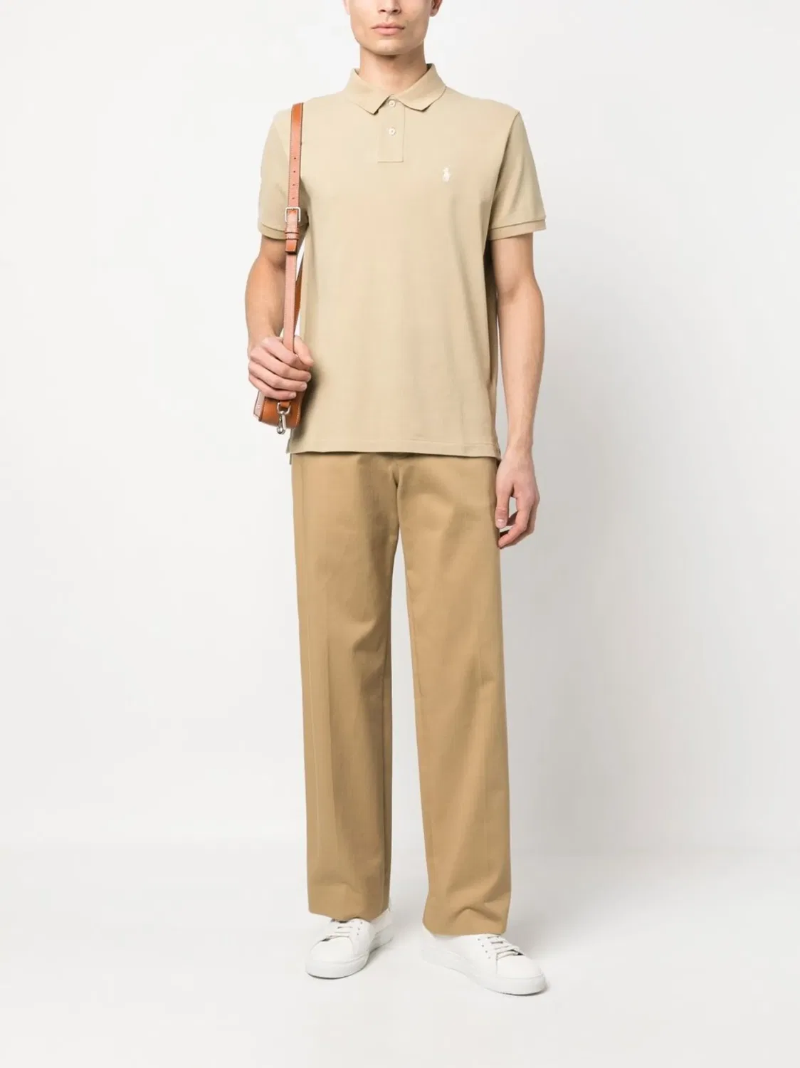 Поло с вышитым логотипом Polo Ralph Lauren, нейтральный — фото 3