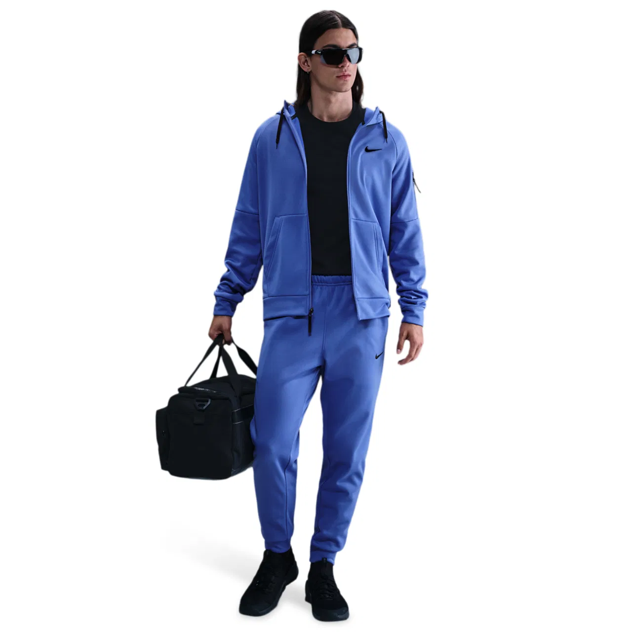 Мужское утепленное худи на молнии Therma Fleece Nike, Comet Blue/Black — фото 4