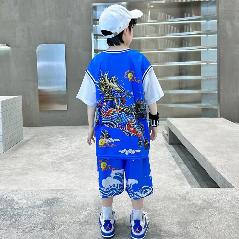 Детский спортивный костюм с синим верхом и брюками Casual Sportswear Teenagers YALU — фото 3