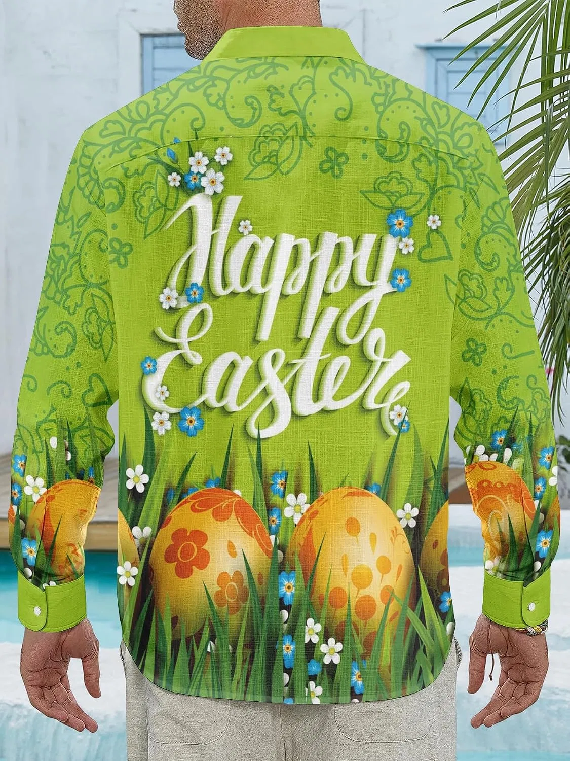 Мужская гавайская рубашка с принтом кролика, Easter, 02#easter — фото 3