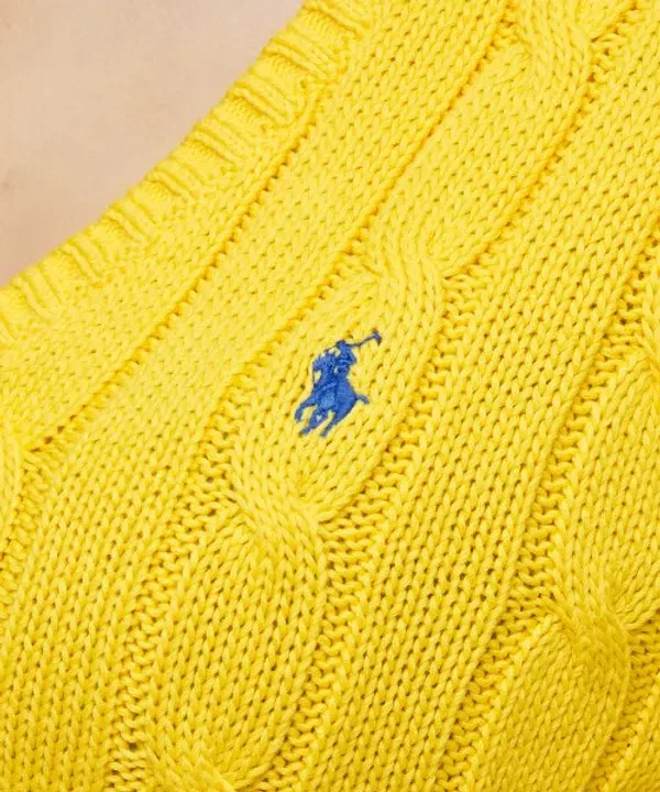 Свитер женский V-образный вырез, желтый, Polo Ralph Lauren — фото 4
