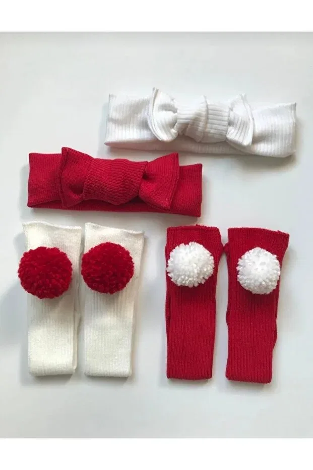 Детские носки с помпонами Nisbutik Aksesuar, Red