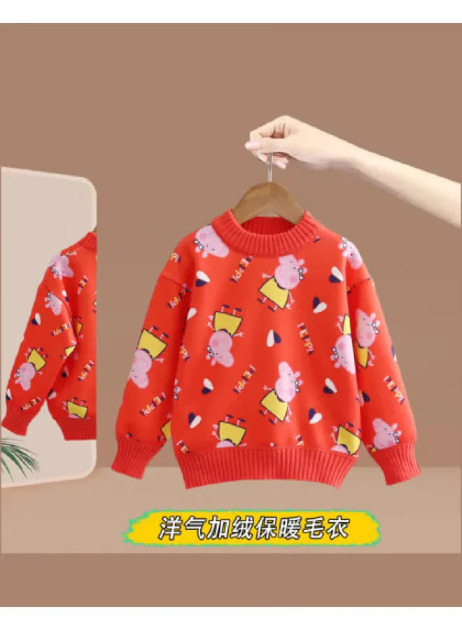 Пуловер с принтом с начесом Peppa Pig, красный