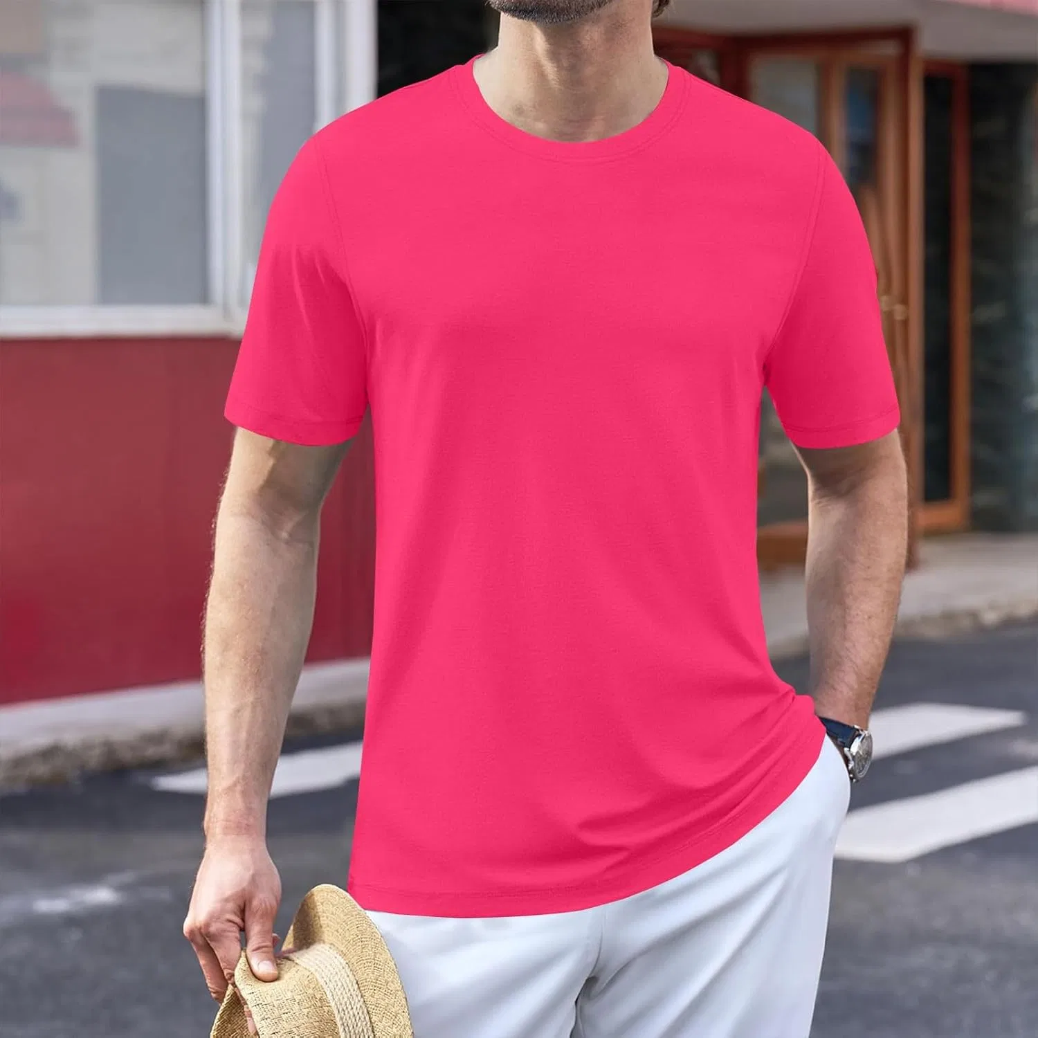 Мужская футболка с круглым вырезом, Lightweight, Hot Pink — фото 2