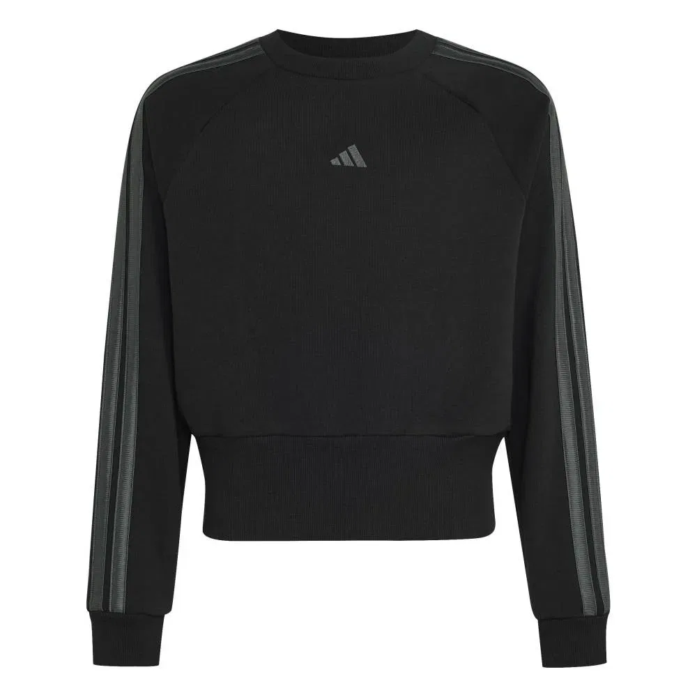 Детский свитшот для девочек с сатиновыми полосами Satin Sweatshirt Adidas, Black — фото 3
