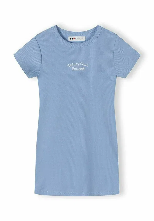 Платье-футболка с вышивкой Short sleeve 2 pack - jersey dress Minoti, Light Pink Blue, синий/светло-розовый — фото 3