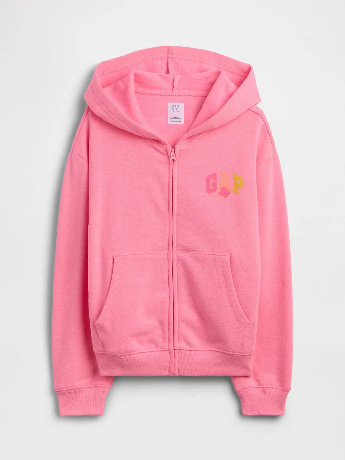 Худи оверсайз с капюшоном Gap Hawaiian Pink Relaxed Logo Zip Hoodie, розовый
