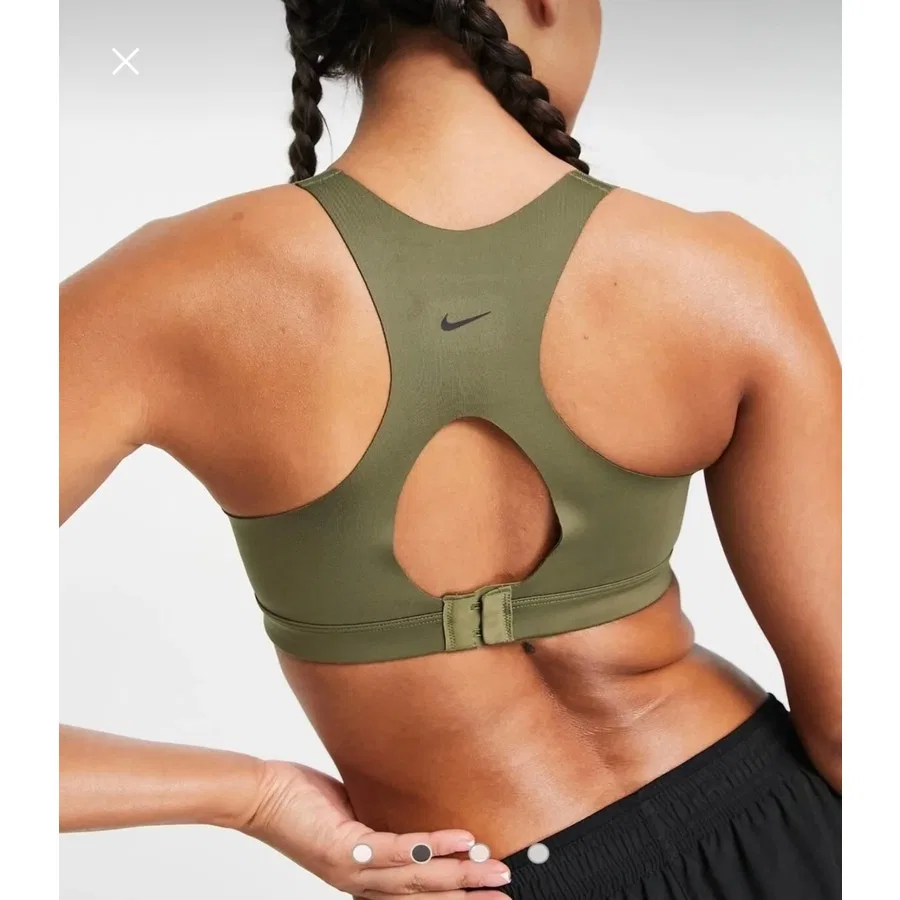 Спортивный бюстгальтер с высокой поддержкой и молнией Dri-Fit Alpha High-Support Padded Zip Training Nike, Зеленый — фото 2