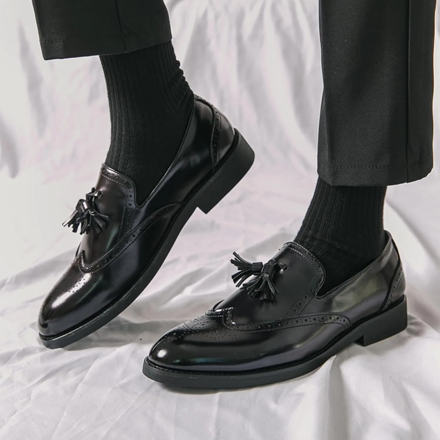 Лоферы кожаные, классические мужские, Patent Leather Loafers, черный Dwihuize — фото 2