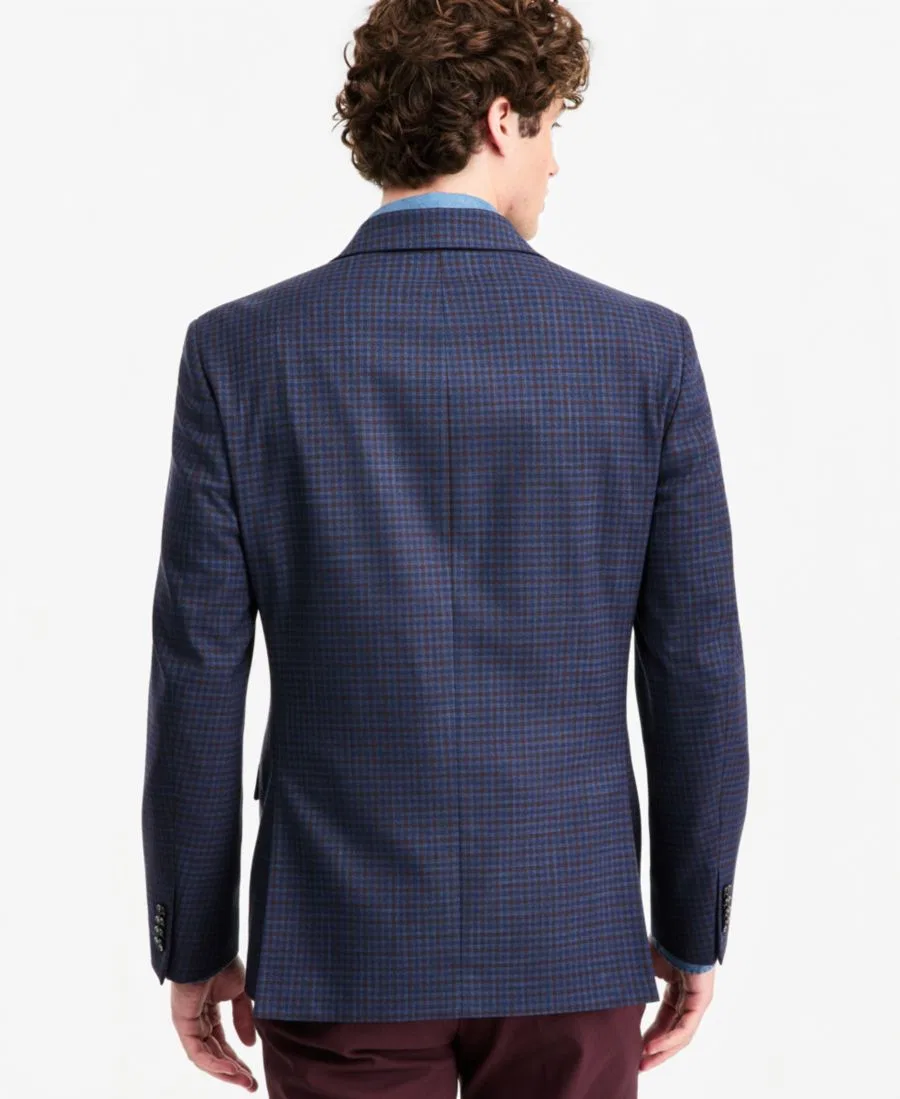 Пиджак мужской Modern Fit с принтом в клетку Tommy Hilfiger, Blue/Wine Check — фото 2