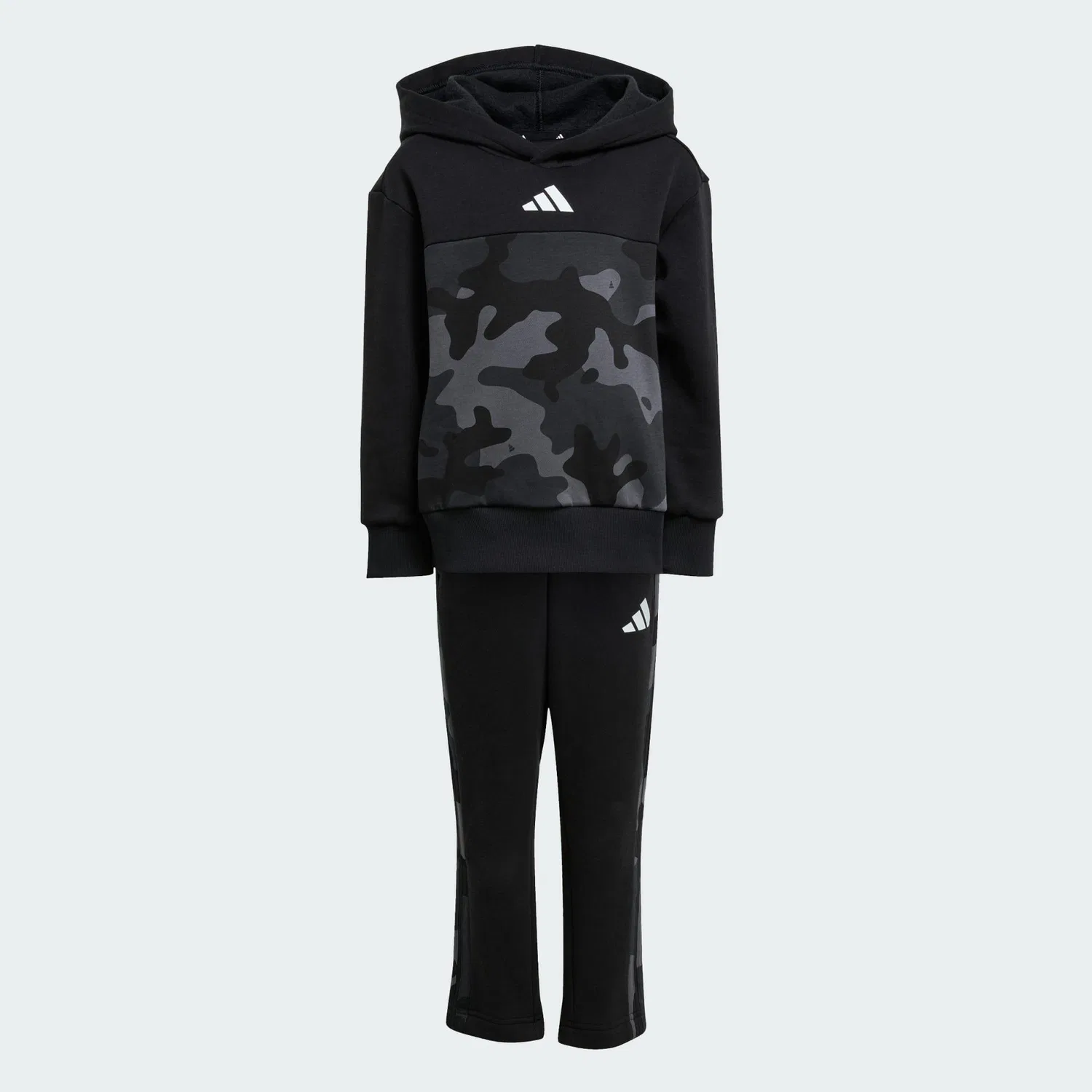 Детский спортивный костюм с камуфляжным принтом Seasonal Essentials Camo Fleece, Adidas, Цвет Черный / Белый — фото 2