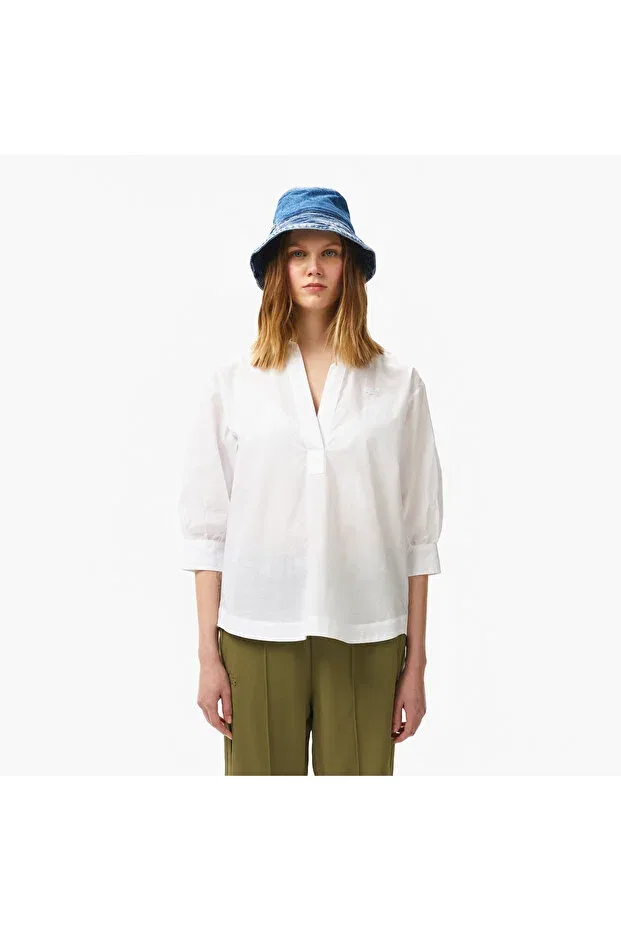 Рубашка Lacoste White, свободного кроя с коротким рукавом