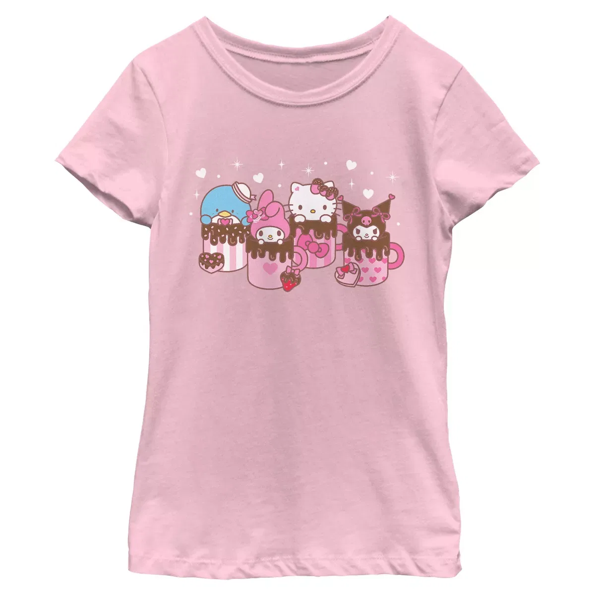 Детская футболка с принтом Lovely Mug Friends Hello Kitty, Light Pink