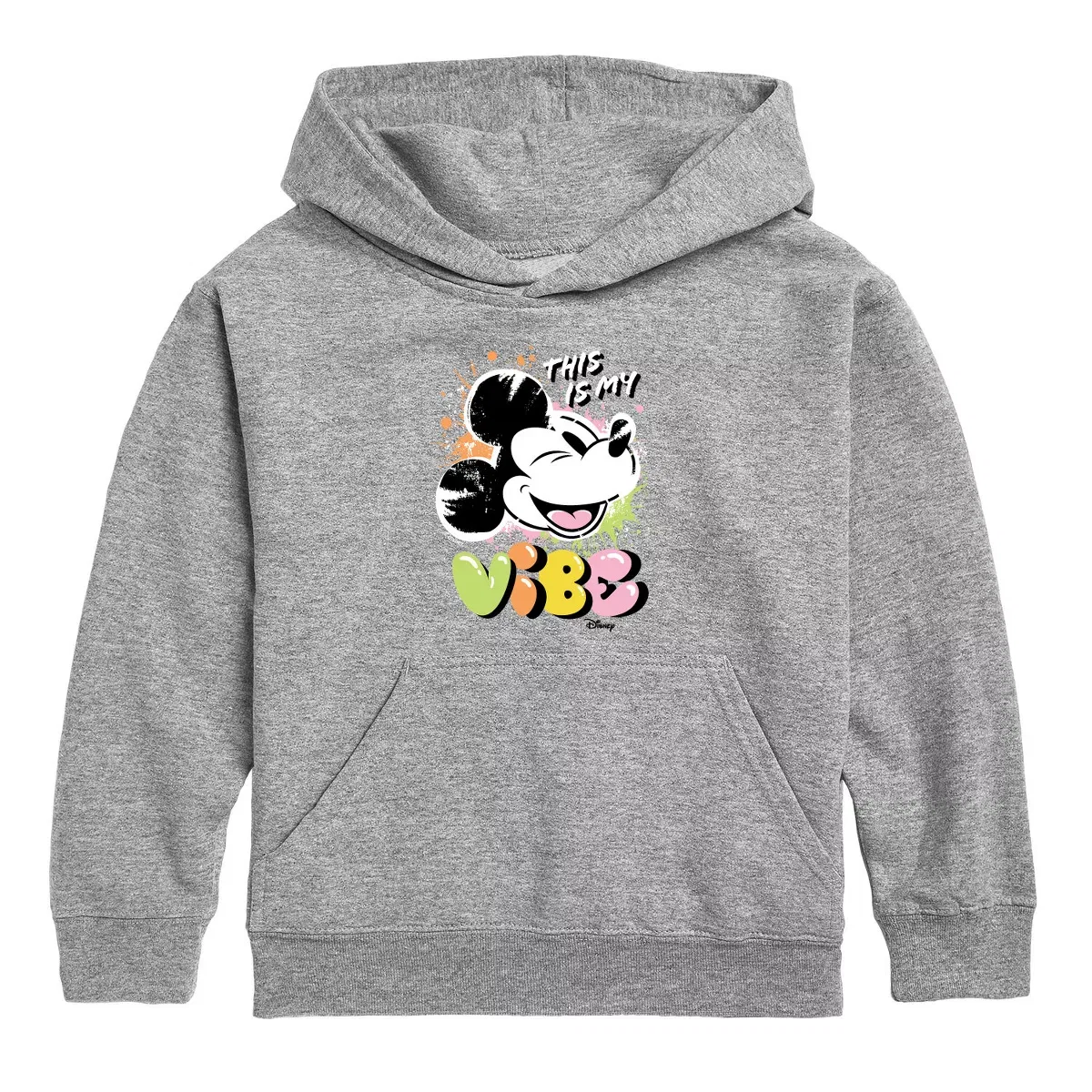 Детский пуловер с капюшоном с принтом This Is My Vibe Mickey Mouse Disney, Athletic Heather