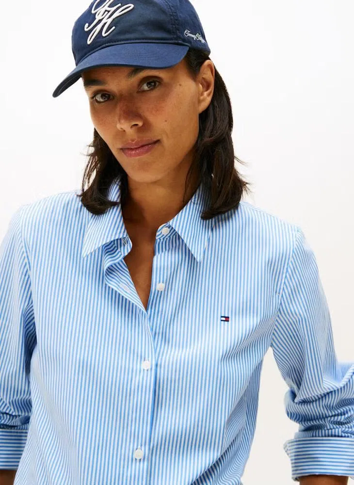 Рубашка с вышивкой флага Regular Fit Tommy Hilfiger, синяя — фото 3