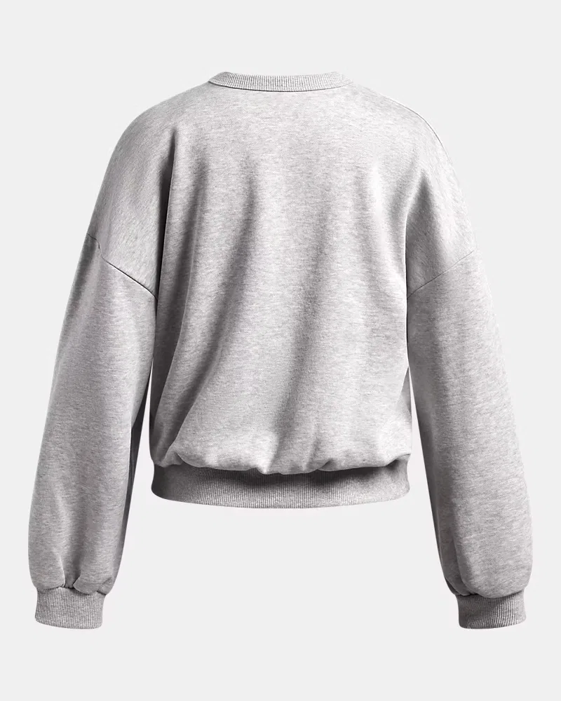 Свитшот оверсайз с начесом UA Rival Fleece UnderArmour, Mod Gray Light Heather/White — фото 2