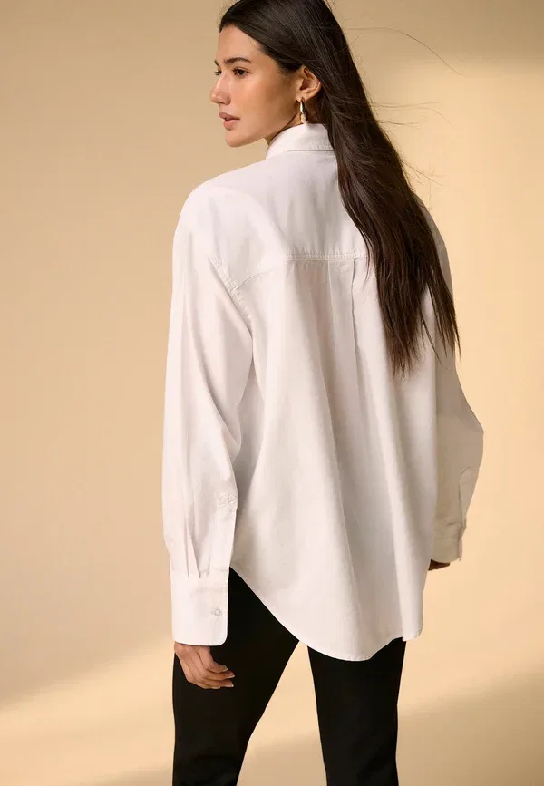 Блуза свободного кроя Button-down blouse Next, white, белый — фото 4